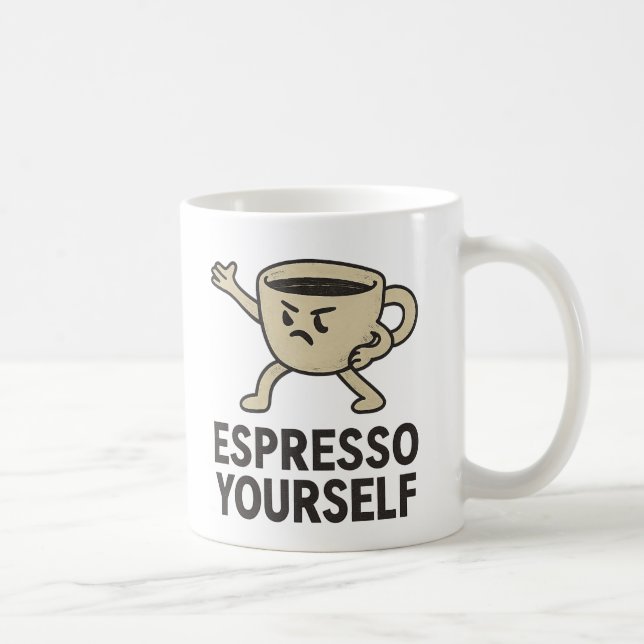Caneca De Café "Expresse-se" Piada Divertida de Café Cartoon Café (Direita)