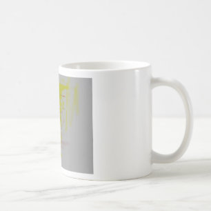 Caneca De Café Expressionista de Abstrato Amarelo cinza Vermelho