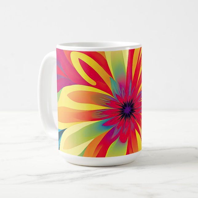 Caneca De Café Expressionista Vibrant Modern Floral design (Frente Esquerda)