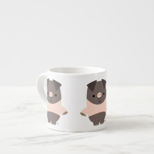 Caneca de café expresso de porco de desenho animad