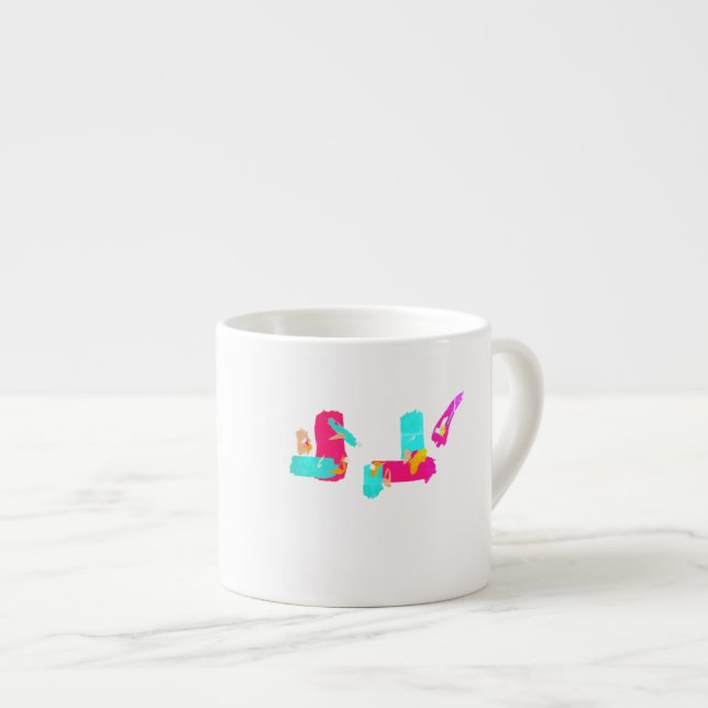 Caneca de Café Expresso em Turquesa de Arte Abstra (Frente Esquerda)