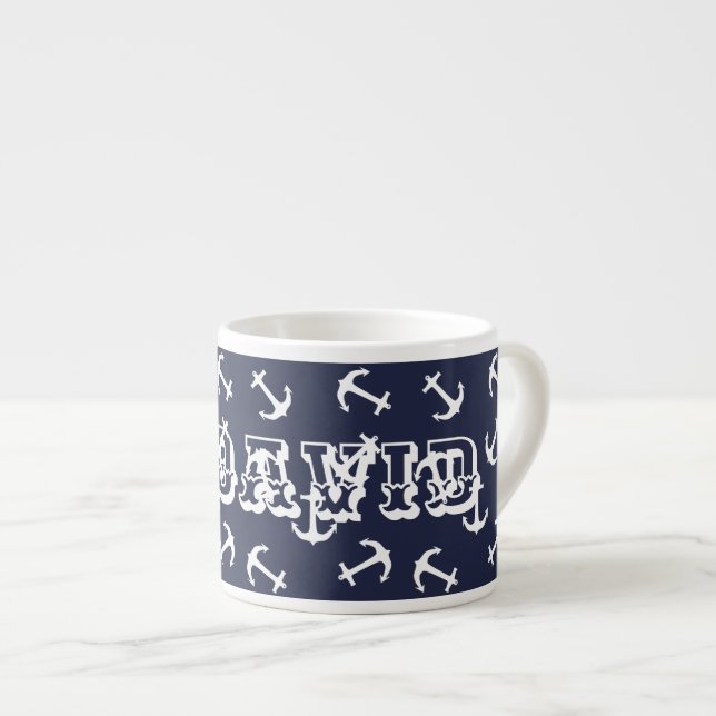 Caneca de Café Expresso Funky Anchor Captain Seu N (Frente Esquerda)