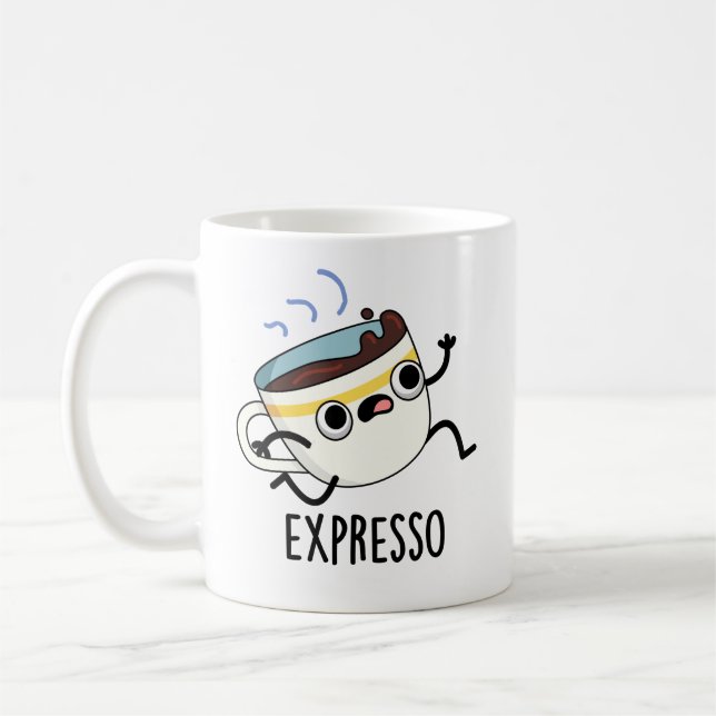 Caneca De Café Expresso Funny Executando Café Pun (Esquerda)