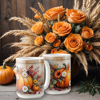 Caneca De Café Exquisite Fall Pumpkins Wildflowers Custom Name