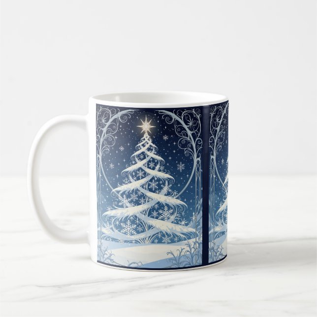 Caneca De Café Exquisite Ornate Christmas Yule Tree (Esquerda)