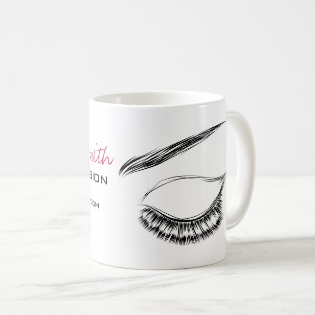 Caneca De Café Extensão de Lash de Mascara Raqueta Olhos (Frente Esquerda)