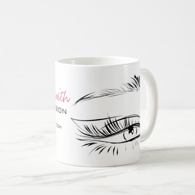 Caneca De Café Extensão de Lash de Mascara Raqueta Olhos (Frente Esquerda)
