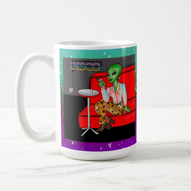 Caneca De Café Extraterrestre Retro dos Anos 70 na Discoteca (Esquerda)