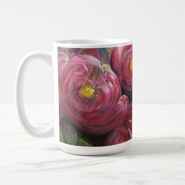 Caneca De Café Exuberance pink flower painting (Esquerda)