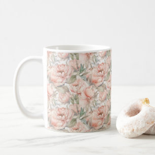Caneca De Café exuberar peônia em um fundo suave