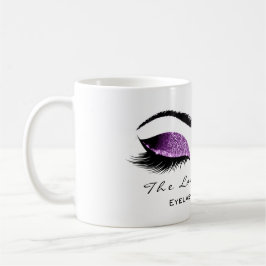 Caneca De Café Eyelash Extenção Beauty Magenta Purple Glitter