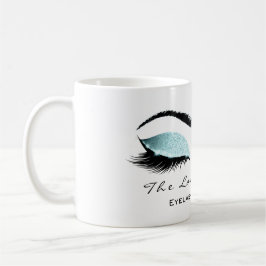 Caneca De Café Eyelash Extenção Beauty Studio Aqua Blue Glitter