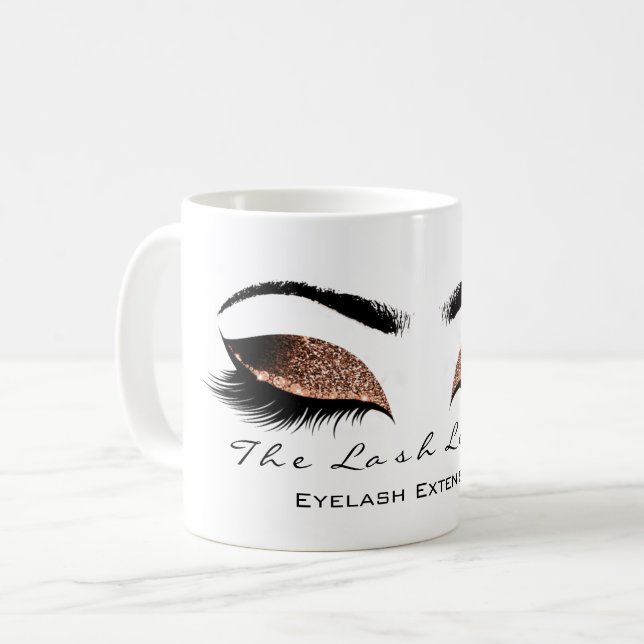 Caneca De Café Eyelash Extenção Beauty Studio Café Glitter (Frente Esquerda)