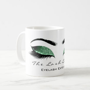 Caneca De Café Eyelash Extenção Beauty Studio Cali Green Glitter