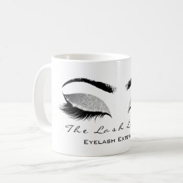 Caneca De Café Eyelash Extenção Beauty Studio Cinza SilverGlitter