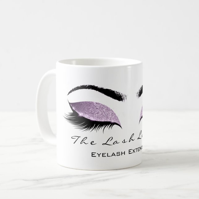 Caneca De Café Eyelash Extenção Beauty Studio Glitter (Frente Esquerda)