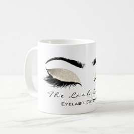 Caneca De Café Eyelash Extenção Beauty Studio Ivory Glitter