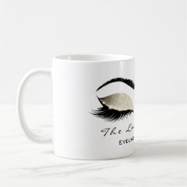 Caneca De Café Eyelash Extenção Beauty Studio Ivory Glitter