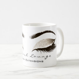 Caneca De Café Eyelash Extenção Beauty Studio Ivory Lux Glitter