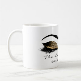 Caneca De Café Eyelash Extenção Beauty Studio Mel Dourado Glitter