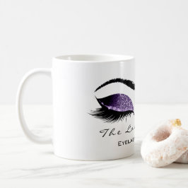 Caneca De Café Eyelash Extenção Beauty Studio Purple Glitter