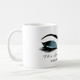 Caneca De Café Eyelash Extenção Beauty Studio Teal Glitter