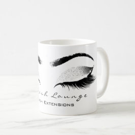 Caneca De Café Eyelash Extenção Beauty Studio White Cinza Brilhan
