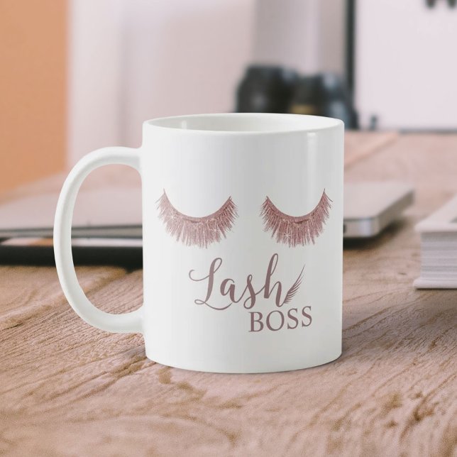 Caneca De Café Eyelash Extensions rosa Dourado Lash Boss Beauty (Criador carregado)