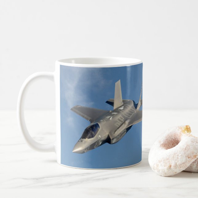 Caneca De Café F-35 Relâmpago II Pantera Jato no Céu (Com Donut)