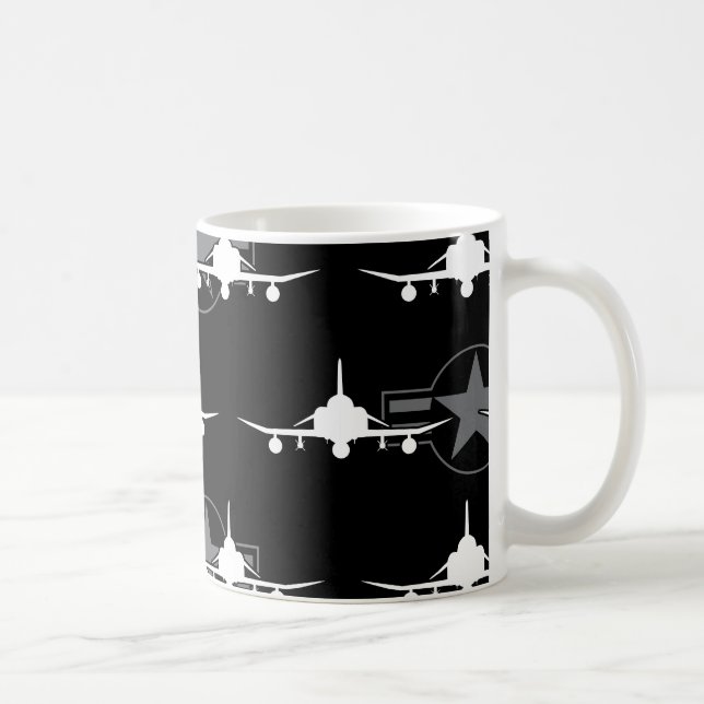 Caneca De Café F-4 Avião Militar de Combate com Jato (Direita)
