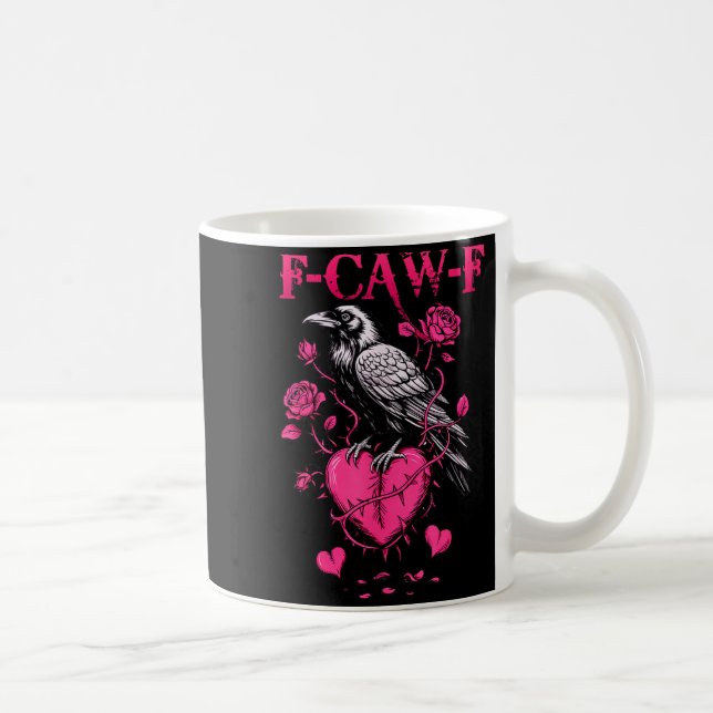 Caneca De Café F-caw-f Black Crow Black Bird Roses Heart Funny Va (Direita)