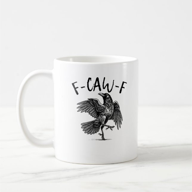 Caneca De Café F-Caw-F Corvo Engraçado Corvo Temporada Assustador (Esquerda)