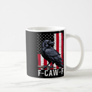 Caneca De Café F-caw-f Corvo Preto Pássaro Preto Retro Bandeira E