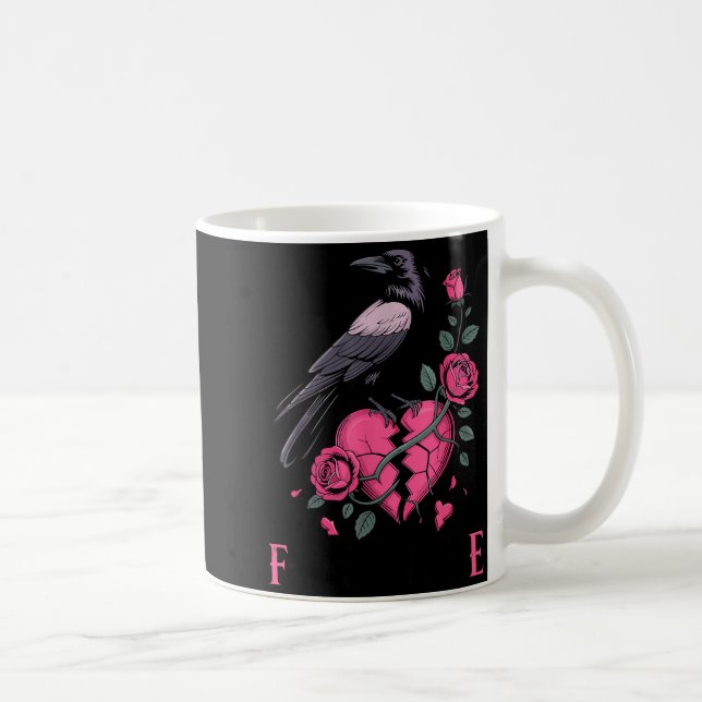 Caneca De Café F Caw F Crow Anti Valentine's Day Dark Gothic Brok (Direita)