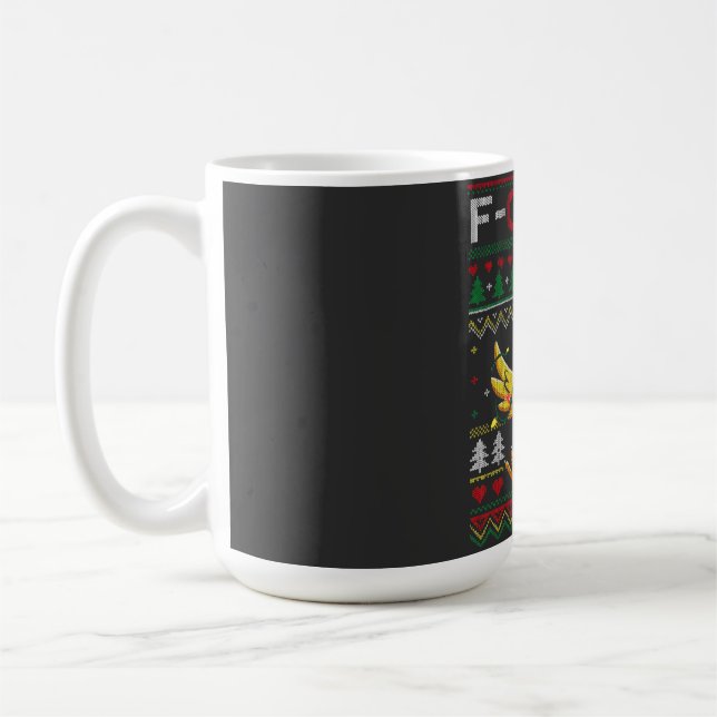 Caneca De Café F-CAW-F Funny Screaming Chicken Ugly Christmas (Esquerda)
