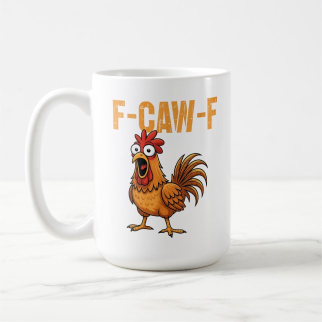 Caneca De Café F-Caw-F Meme de Frango Galo FCAWF Dito Engraçado  (Esquerda)