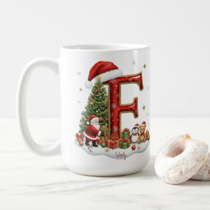 Caneca De Café F Elfo Papai Noel Natal Pinguim Alfabeto