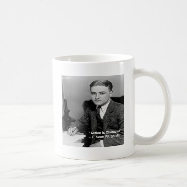 Caneca De Café F Scott Fitzgerald "Ação é Caráter" Presentes (Direita)