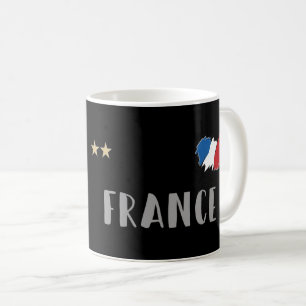 Caneca De Café Fã De Futebol Da França Mostra Bandeira Francesa