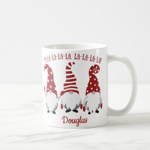 Caneca De Café Fa La La La Santas Gnomos Personalizáveis