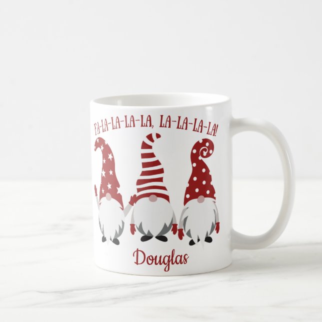 Caneca De Café Fa La La La Santas Gnomos Personalizáveis (Direita)