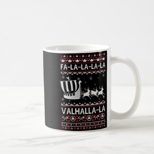 Caneca De Café Fa La La Valhalla Viking Ship Christmas Xmas Ugly  (Direita)