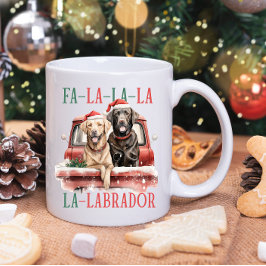 CANECA DE CAFÉ FA LA LABRADOR DOG RED TRUCK FURRY NATMAS