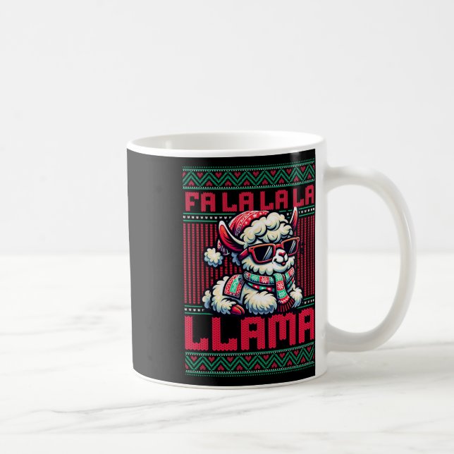 Caneca De Café Fa La Party Llama Funny Christmas Ugly Sweat (Direita)