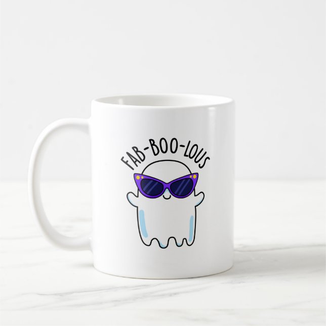 Caneca De Café Fab-Boo-Lous Funny Ghost Pun (Esquerda)