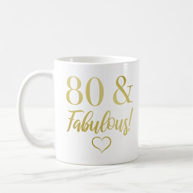 Caneca De Café Fabuloso 80 de Aniversário (Dourado) (Esquerda)