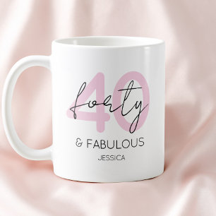Caneca De Café Fabuloso e Moderno Aniversário de 40 Anos Rosa