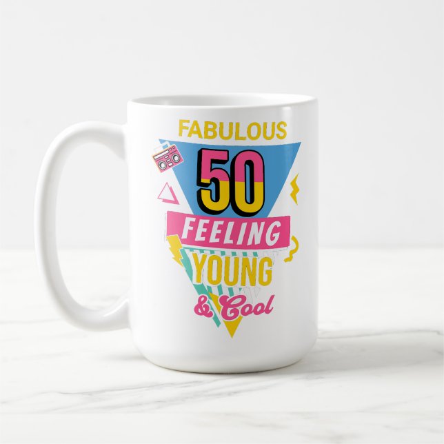 Caneca De Café Fabulous 50 and feeling young 50th birthday Mug (Esquerda)