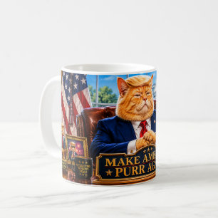 Caneca De Café Faça a América Ronronar Novamente – Gato Divertido