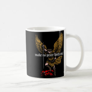 Caneca De Café Faça a Paz com o Mal Desenho do Arcanjo Miguel (